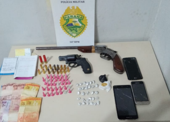 Rotam efetua prisão de Homem por posse ilegal de armas e suspeita de tráfico de drogas no município de Pitanga