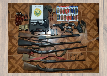 Homem e preso por posse ilegal de armas de fogo, no município de Laranjal-Pr