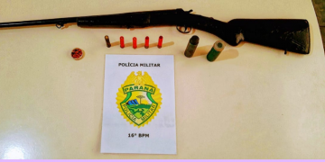 Homem e Preso com Posse Irregular de Arma de Fogo no Pinhão.