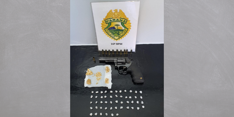 Polícia militar prende homem com posse ilegal de arma e por suspeita de tráfico de drogas no bairro Industrial em Guarapuava
