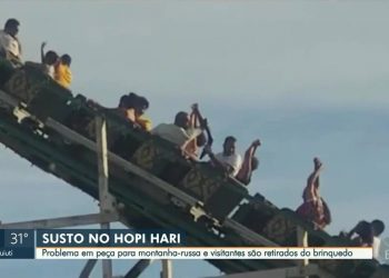 Trava de montanha-russa se solta com brinquedo em movimento no Hopi Hari