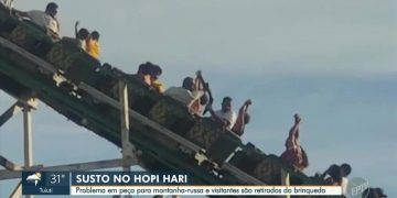 Trava de montanha-russa se solta com brinquedo em movimento no Hopi Hari