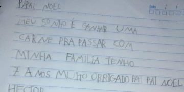 ‘Meu sonho é ganhar uma carne para passar com a minha família’, escreve menino do RS em carta ao Papai Noel