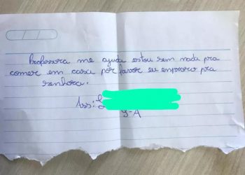 Aluno implora por comida em bilhete e gera campanha de alimentos
