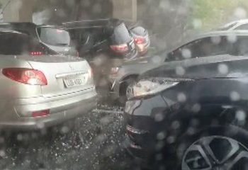 Chuva de granizo atinge região de Curitiba e provoca lentidão em trecho de rodovia; VÍDEO