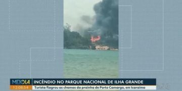 Incêndio no Parque Nacional de Ilha Grande é combatido por bombeiros do PR e MS