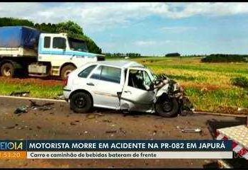 Motorista morre após batida entre carro e caminhão na PR-082