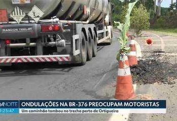 Após fim das concessões, motoristas reclamam de ondulações no asfalto e lixo espalhado na BR-376, no Paraná