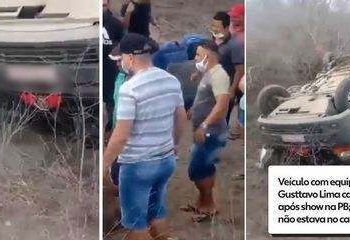 Equipe de Gusttavo Lima bate van, veículo capota e acidente deixa feridos após show; cantor não estava no carro