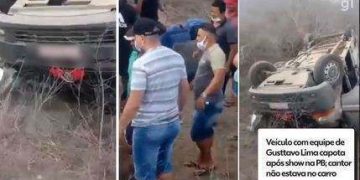 Equipe de Gusttavo Lima bate van, veículo capota e acidente deixa feridos após show; cantor não estava no carro