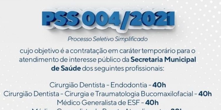 PREFEITURA ABRE PSS COM VAGAS PARA DENTISTAS E MÉDICOS