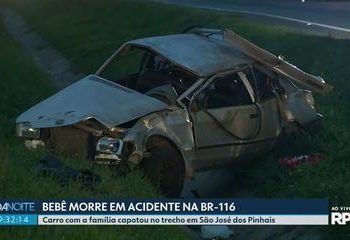 Bebê de dois meses morre, e duas crianças são levadas ao hospital após carro capotar na BR-116