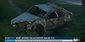 Bebê de dois meses morre, e duas crianças são levadas ao hospital após carro capotar na BR-116