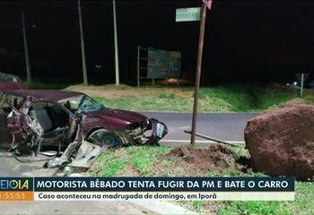 Motorista bêbado bate carro ao tentar fugir da polícia, no Paraná, diz PM