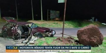 Motorista bêbado bate carro ao tentar fugir da polícia, no Paraná, diz PM