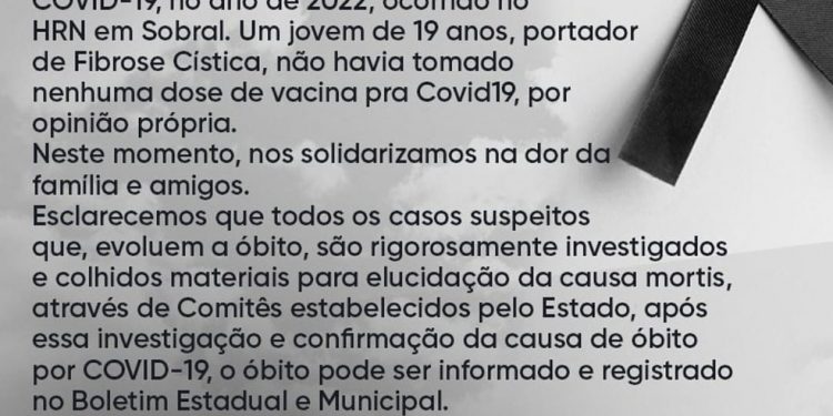 Jovem que recusou vacina morre de Covid no Ceará: ‘Não havia tomado nenhuma dose, por opinião própria’