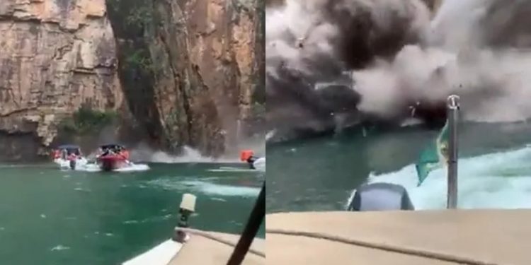 Deslizamento de pedras atinge embarcações com turistas em MG
