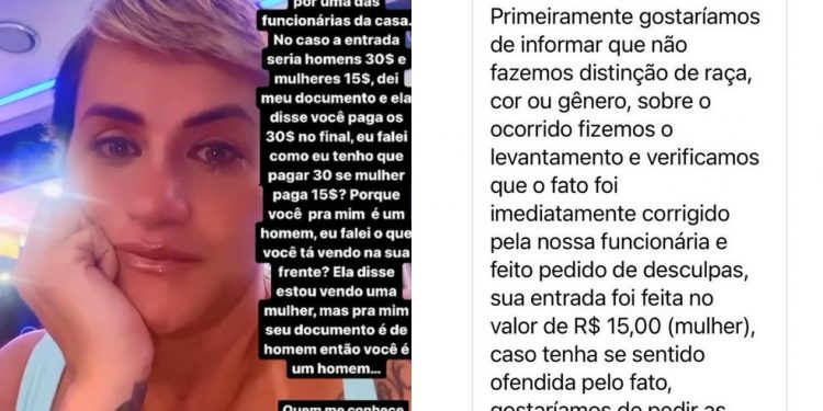 Mulher transexual é informada que deveria pagar valor ‘para homens’ na entrada de bar no litoral de SP