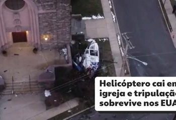 Helicóptero cai em igreja e tripulação sobrevive nos EUA