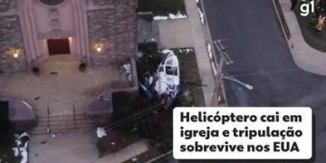 Helicóptero cai em igreja e tripulação sobrevive nos EUA