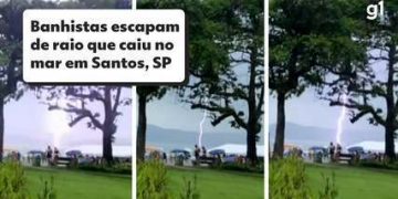Banhistas escapam por poucos metros de raio que caiu no mar em SP
