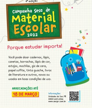 Sesc-PR lança campanha para arrecadar material escolar