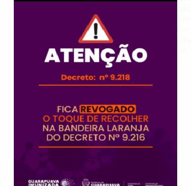 Prefeitura de Guarapuava revoga toque de recolher