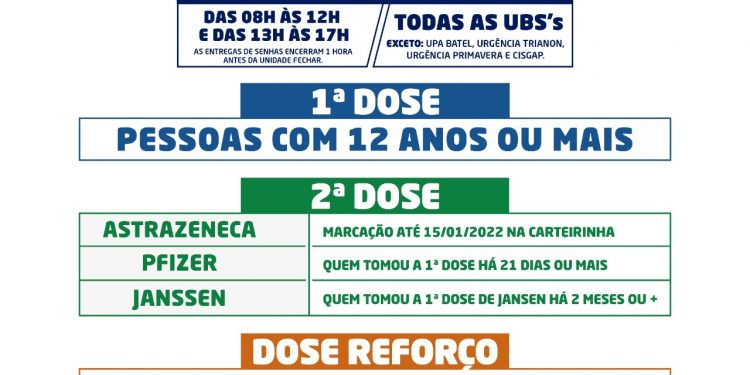 UBS’S PASSAM A APLICAR A VACINA CONTRA COVID-19 DE SEGUNDA A SEXTA-FEIRA