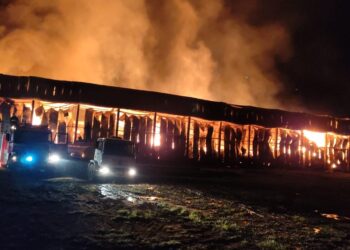 Incêndio de grandes proporções atinge fábrica de maçãs em Vacaria