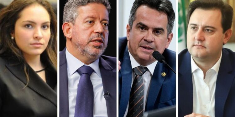 Arthur Lira, Ciro Nogueira e Ratinho Junior nas filiações do PP em Curitiba