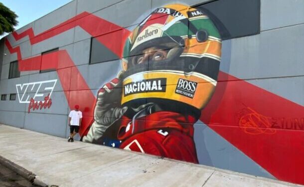 Grafiteiro conclui homenagem a Ayrton Senna, em Apucarana